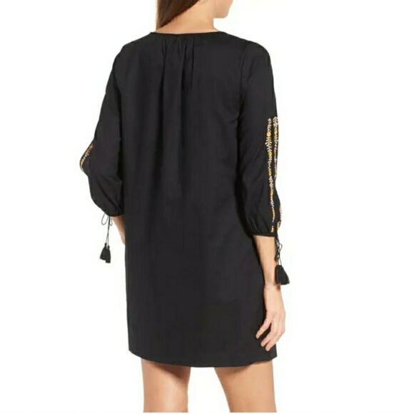 Madewell Embroidered Slit Sleeve Black Dress XS - Picture 2 of 16